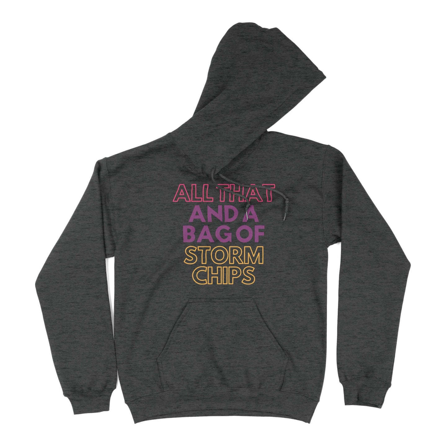All That and a Bag of Storm Chips Unisex Hoodie in Color: Dark Heather - East Coast AF Apparel