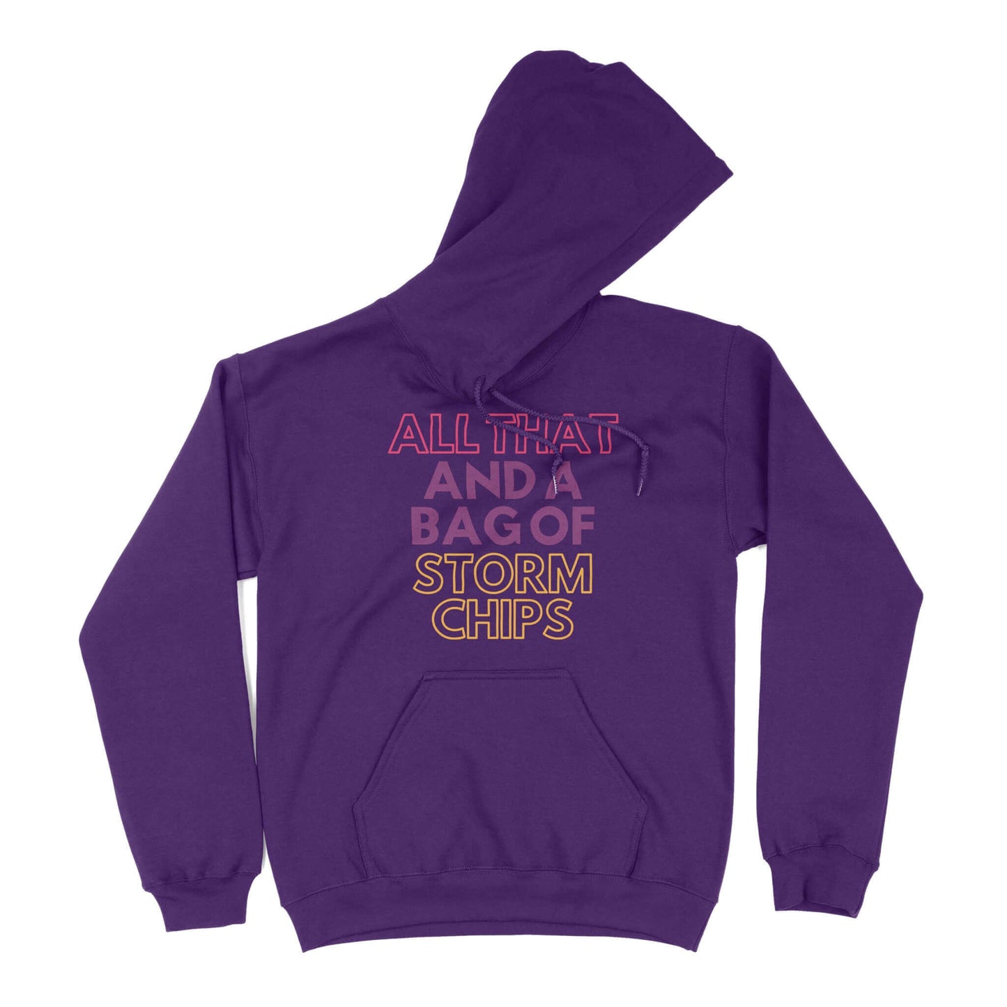 All That and a Bag of Storm Chips Unisex Hoodie in Color: Purple - East Coast AF Apparel