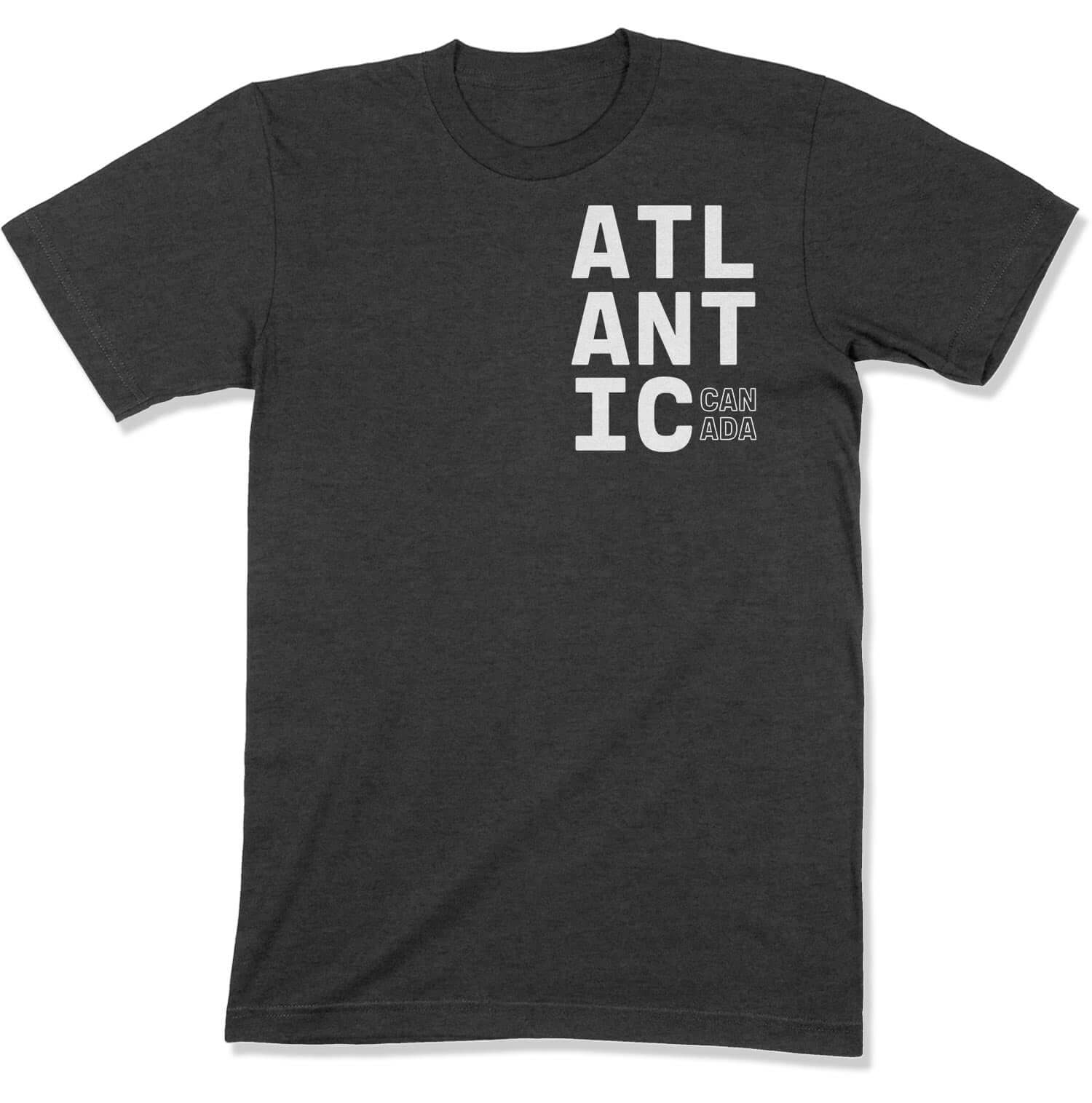Atlantic Canada Unisex T-Shirt in Color: Dark Grey Heather w/ White Text - East Coast AF Apparel
