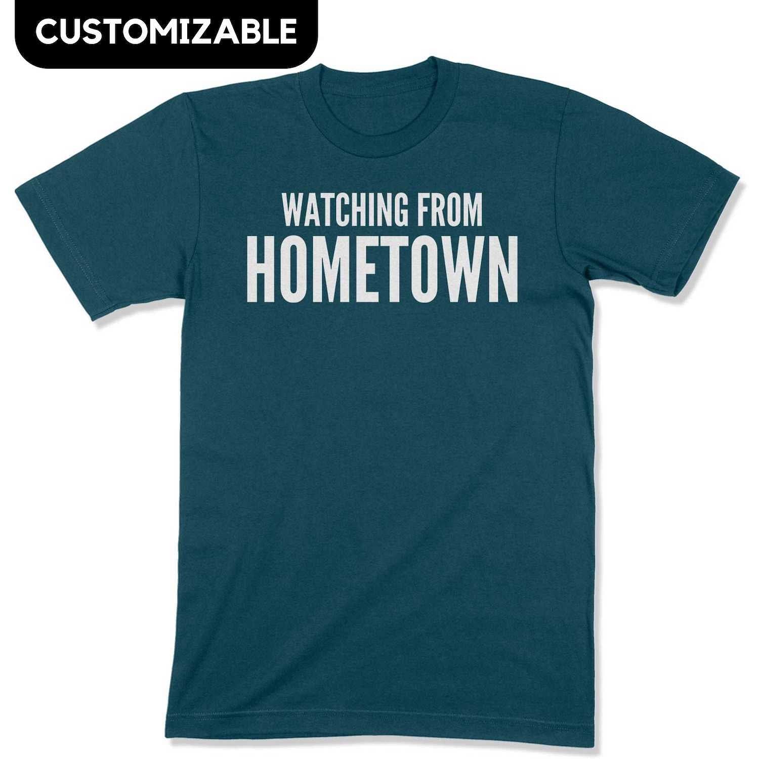 Customizable Watching from Hometown Unisex T-Shirt-East Coast AF Apparel